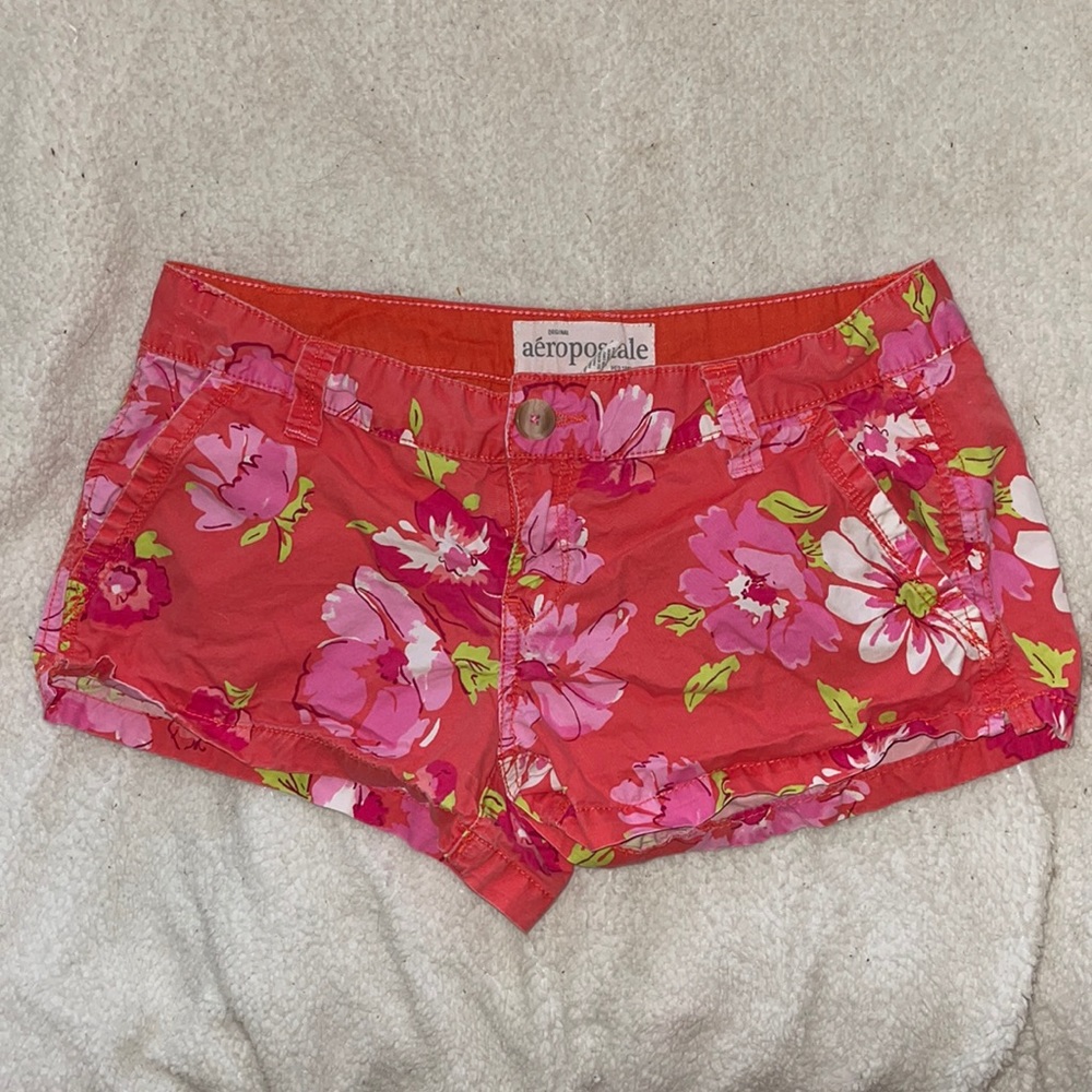 Aeropostale tropical orange and floral shorts.